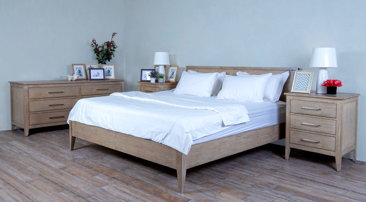 Caribbean King Size Bed Wooden Panel Headboard