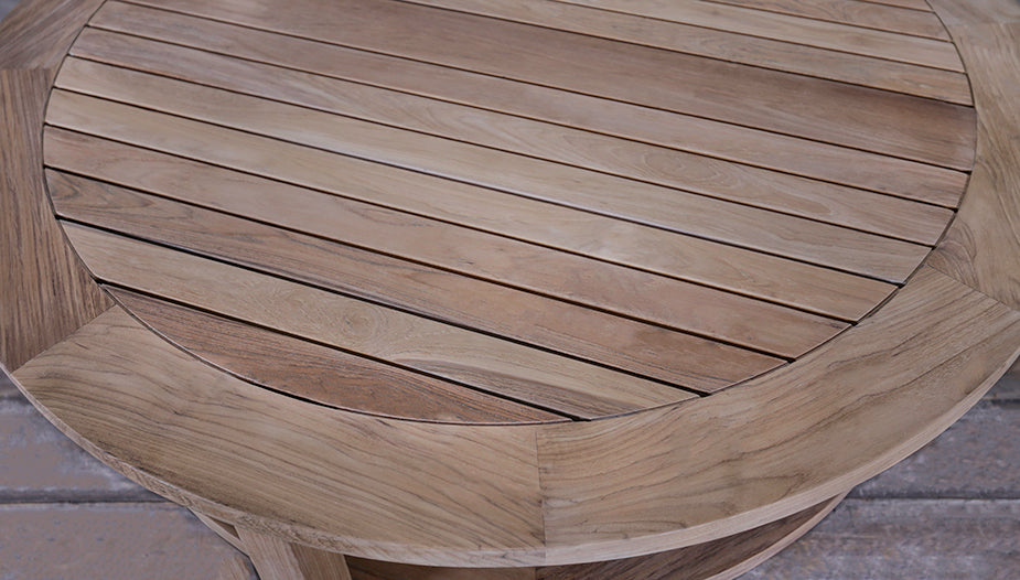 Bridgehampton round coffee table with shelf Marie Albert Home