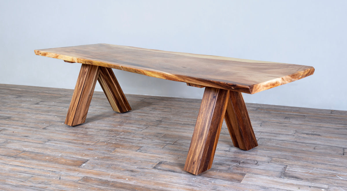 Live Edge Rectangular Dining Table 10ft Wooden Base
