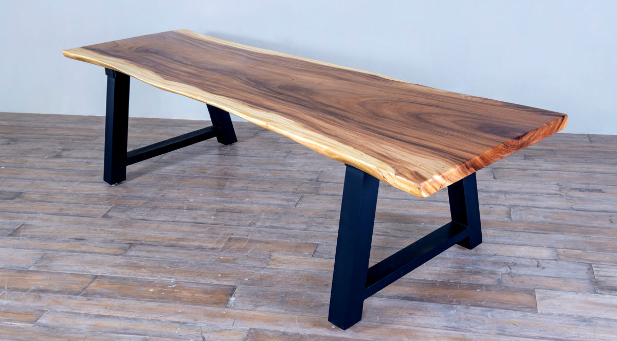 Live Edge Rectangular Dining Table 10ft Aluminium Base