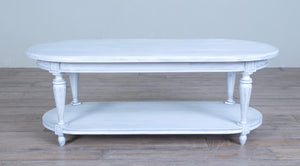 Louis XVI Oval Coffee Table no Carving with Shelf