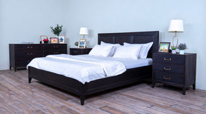 Campaign Bed King Wooden Panel Lower Headboard