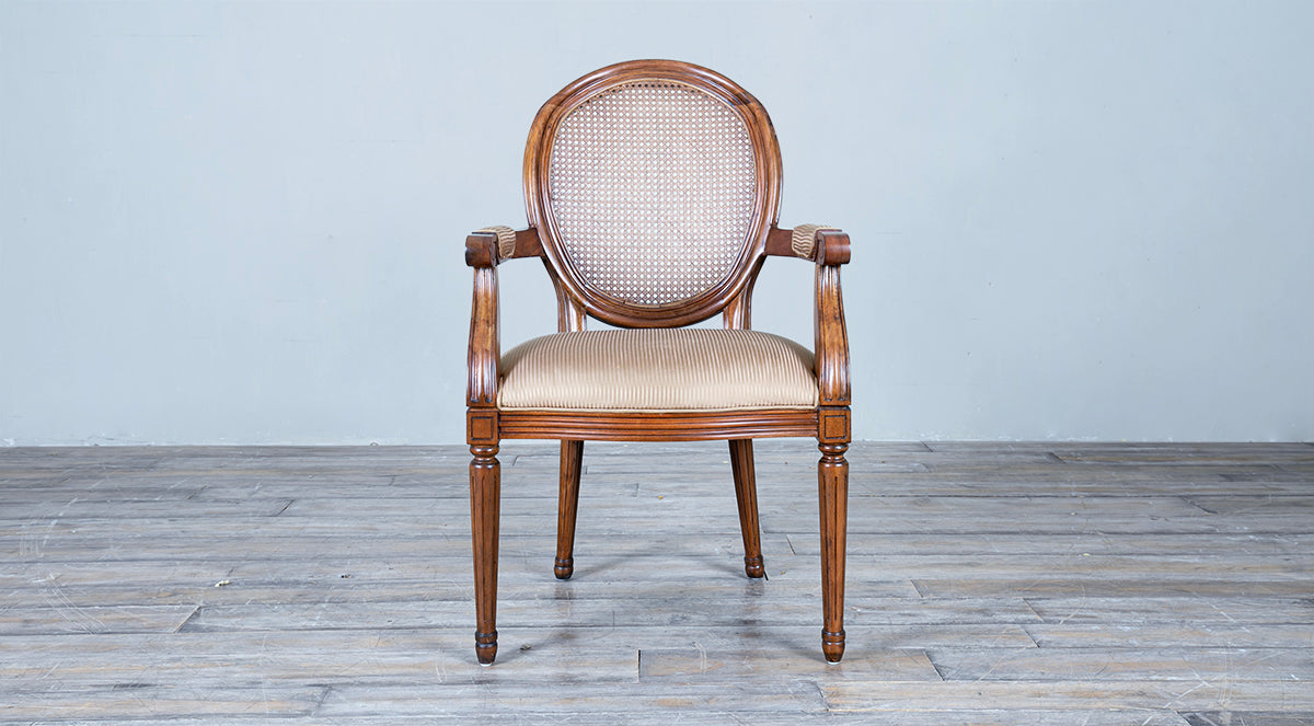 Louis XVI Oval Back Arm Chair No Carving