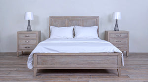 Campaign Bed Queen Wooden Panel Lower Headboard