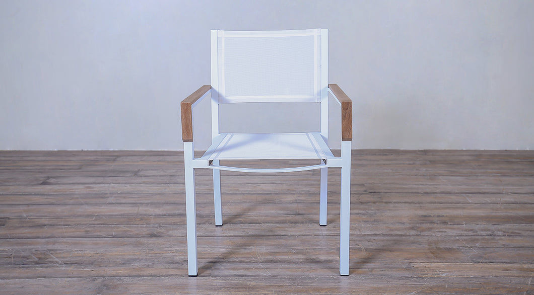 Avalon Arm Chair Batyline White powder coated finish