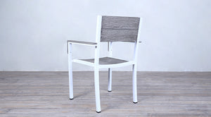 Avalon Arm Chair White Powder Coated - Large Slat