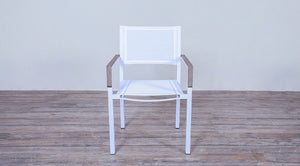 Avalon Arm Chair Batyline White Powder Coated Finish