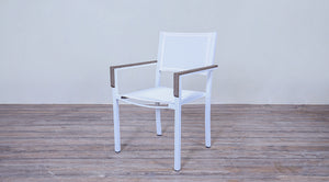 Avalon Arm Chair Batyline White Powder Coated Finish