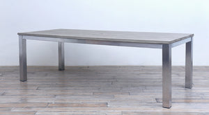 Avalon Dining Table Horizontal Slats Stainless Steel