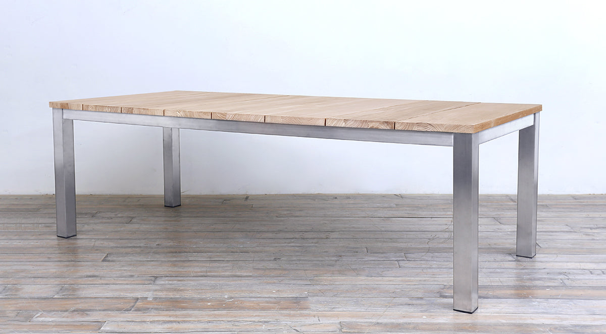 Avalon Dining Table Vertical Slats - Polish Stainless Steel – Marie ...