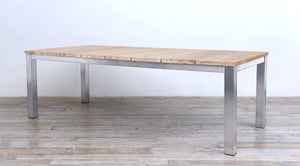 Avalon Dining Table Vertical Slats Stainless Steel