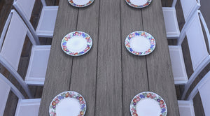 Avalon Dining Table Horizontal Slats White Sand