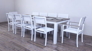 Avalon Dining Table Horizontal Slats White Sand