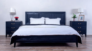Campaign Bed King Wooden Panel Lower Headboard