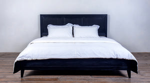 Campaign Bed King Wooden Panel Lower Headboard