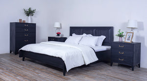 Campaign Bed King Wooden Panel Lower Headboard