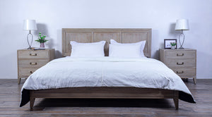 Campaign Bed King Wooden Panel Lower Headboard