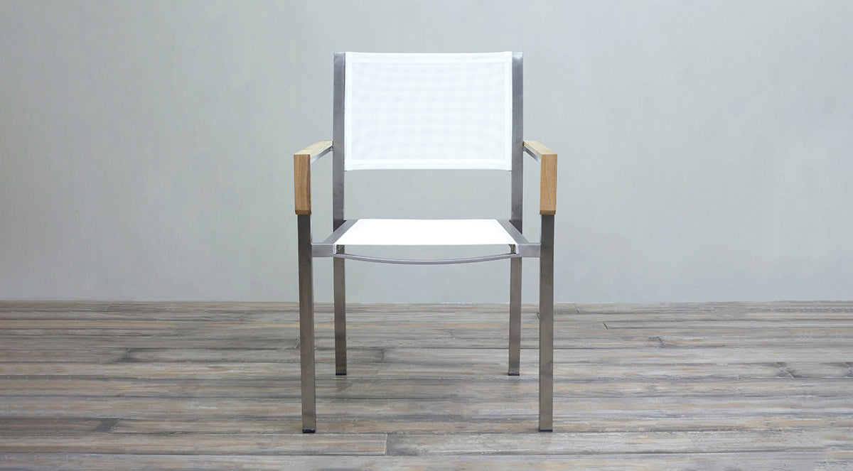 Avalon Arm Chair Batyline Stainless Steel