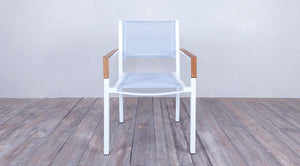 Avalon Arm Chair Batyline White Powder Coated Finish