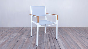 Avalon Arm Chair Batyline White Powder Coated Finish