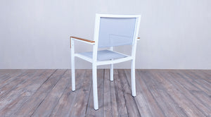 Avalon Arm Chair Batyline White Powder Coated Finish