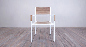 Avalon Arm Chair White Powder Coated - Large Slat