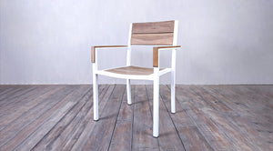 Avalon Arm Chair White Powder Coated - Large Slat