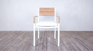 Avalon Arm Chair White Powder Coated - Large Slat