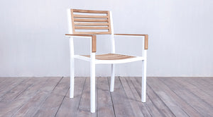 Avalon Arm Chair  White Powder Coated - Small Slat