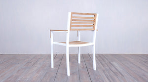 Avalon Arm Chair  White Powder Coated - Small Slat