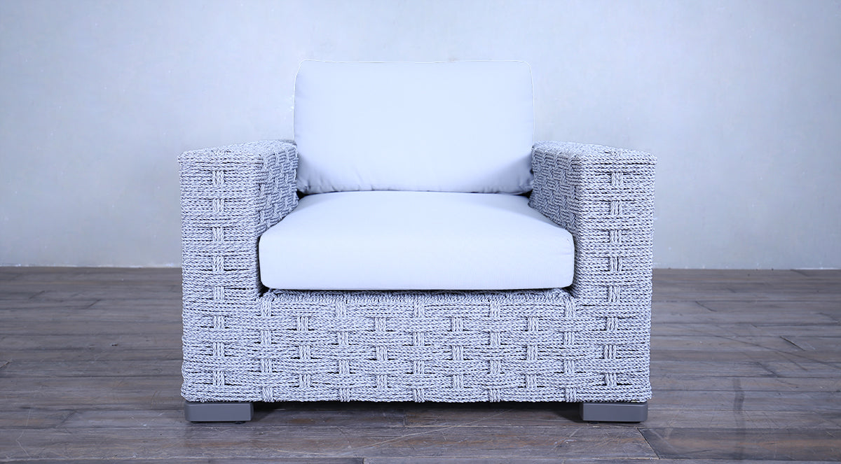 Rutherford Lounge Arm Chair Rope Twist Off White