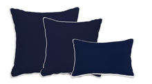 Load image into Gallery viewer, Navy Blue Pillow with White Piping