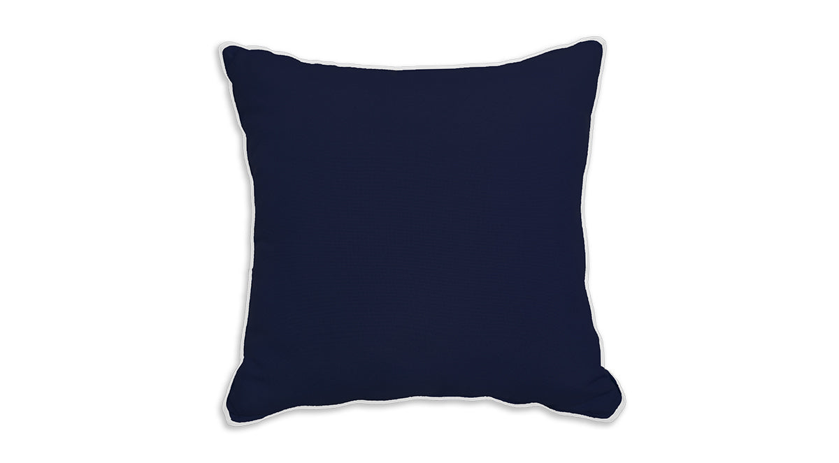 Navy Blue Pillow with White Piping