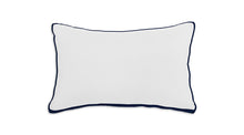 Load image into Gallery viewer, White Pillow with Navy Blue Piping