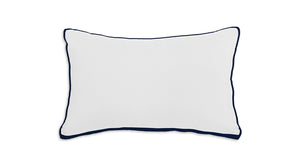 White Pillow with Navy Blue Piping