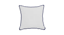Load image into Gallery viewer, White Pillow with Navy Blue Piping
