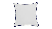 Load image into Gallery viewer, White Pillow with Navy Blue Piping