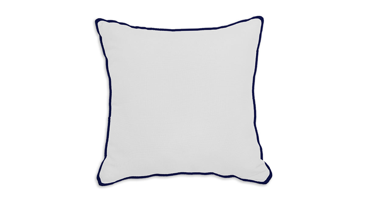 White Pillow with Navy Blue Piping