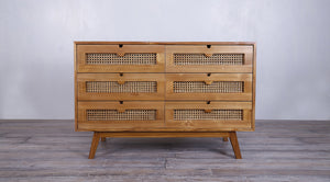 Buffet 6 Drawer With Rattan Inserts