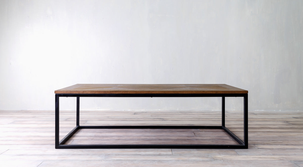 Parquet Coffee Table Rectangle with Metal Base