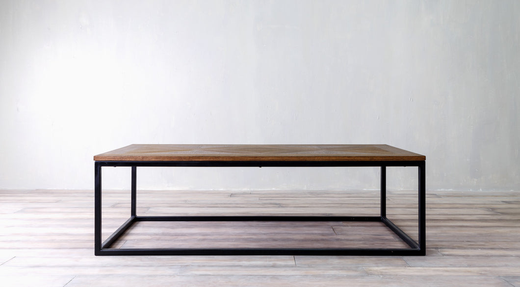 Parquet Coffee Table Rectangle with Metal Base