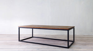 Parquet Coffee Table Rectangle with Metal Base