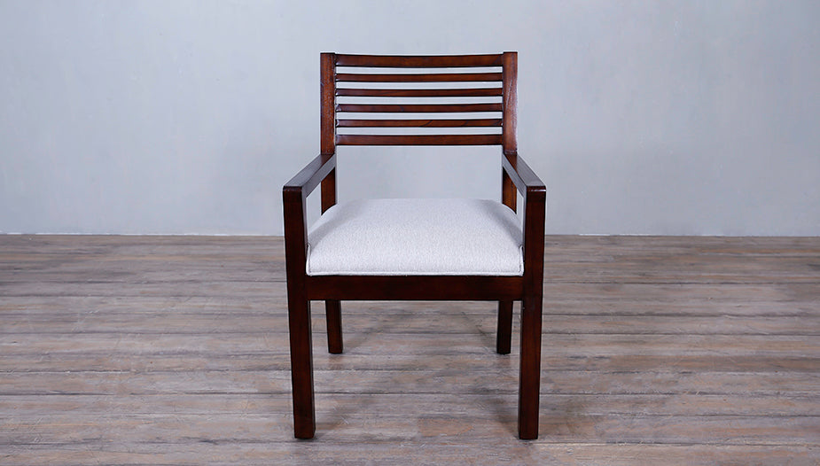 Rendezvous Arm Chair Upholstered Seat with Slats Back