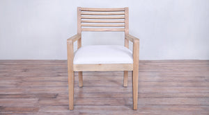 Rendezvous Arm Chair upholstered seat with Slats back