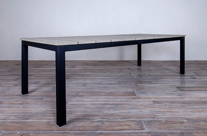 Avalon Dining Table Vertical Slats Grey Top Black Ebony Finish