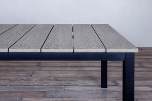 Avalon Dining Table Vertical Slats Grey Top Black Ebony Finish