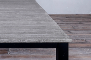 Avalon Dining Table Vertical Slats Grey Top Black Ebony Finish
