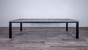 Avalon Dining Table Vertical Slats Grey Top Black Ebony Finish