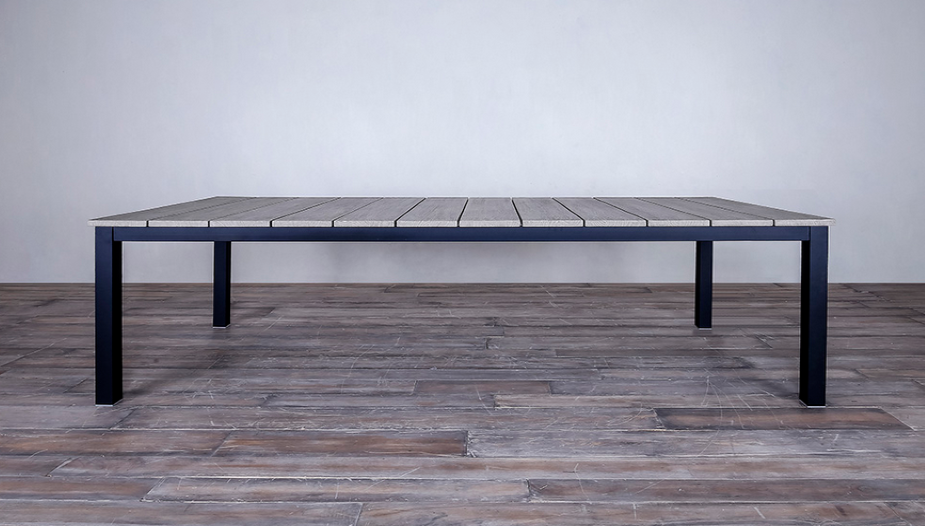 Avalon Dining Table Vertical Slats Grey Top Black Ebony Finish