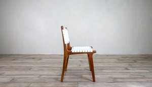 Dining Side Chair With Woven Leather